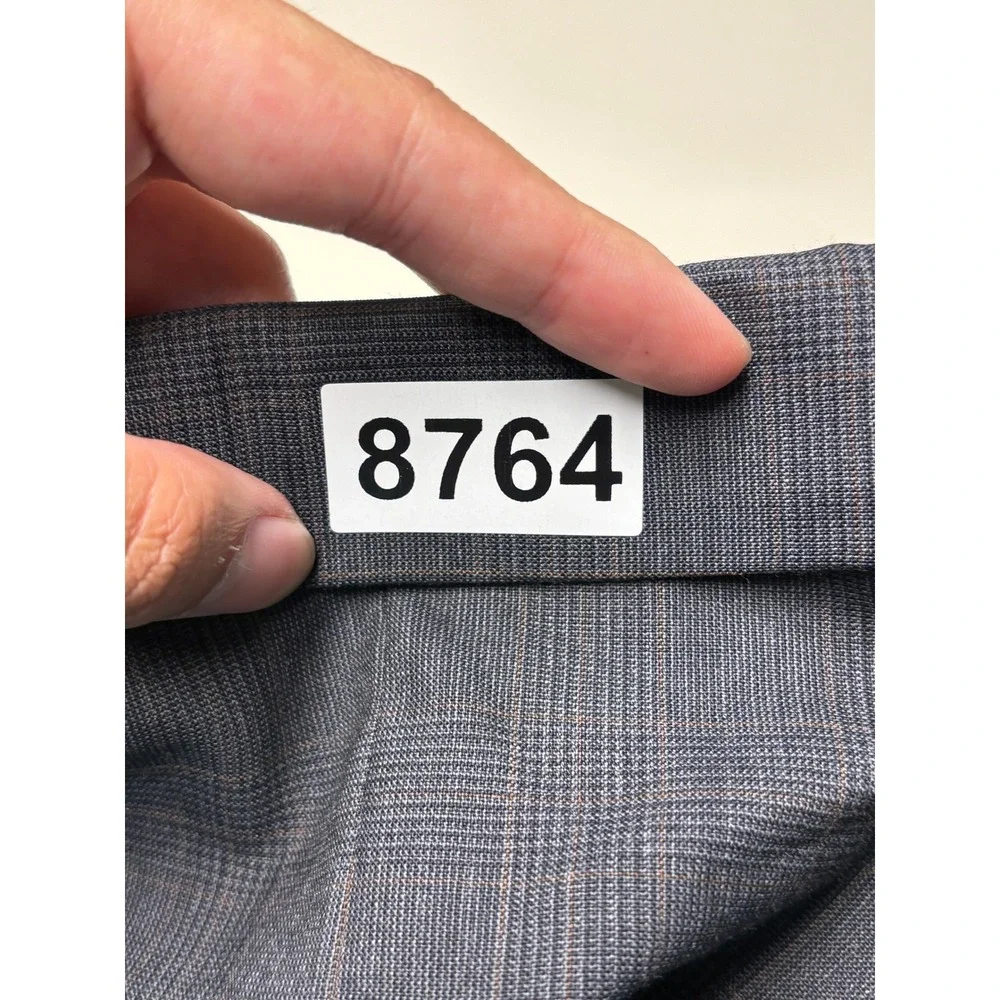 Ralph Lauren Mens 42L Wool Cashmere Glen Plaid Blazer Blue Grey Made in Canada
